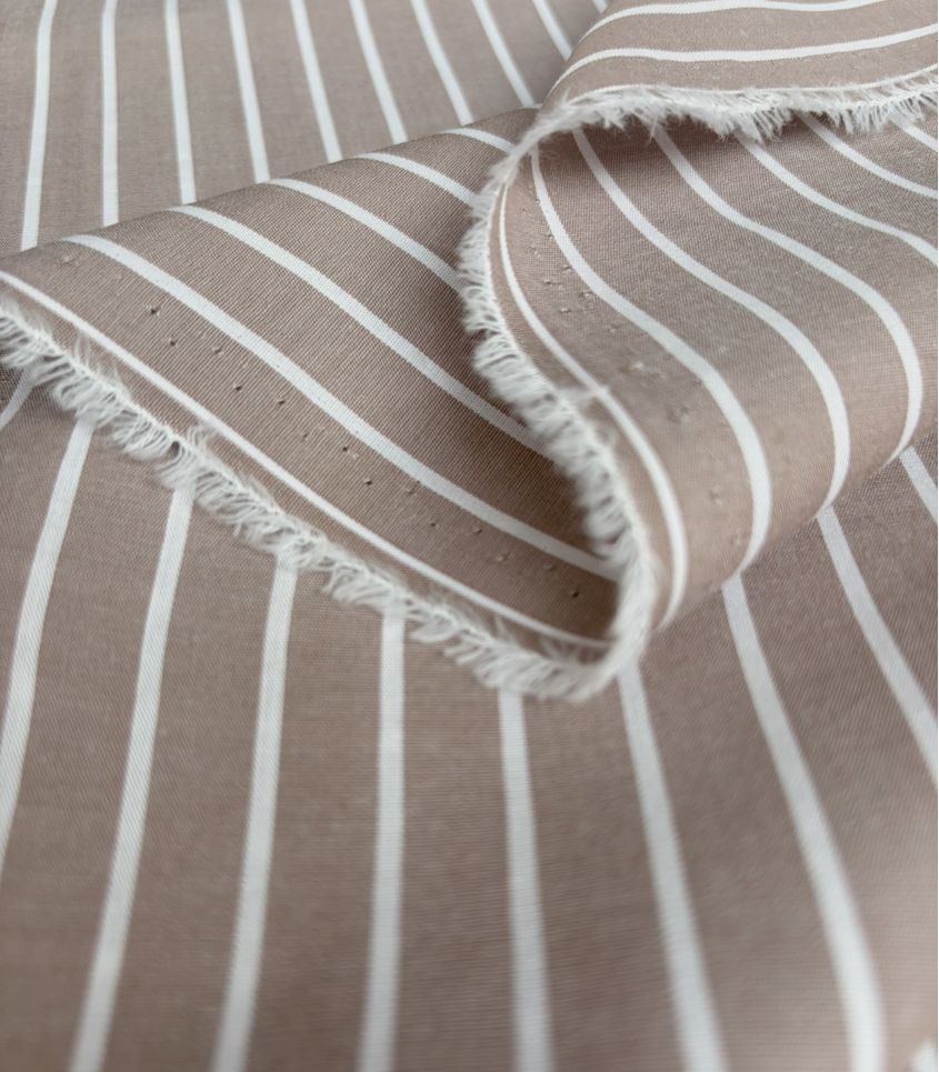 Tissu rayure chemise - Beige Tissu rayure chemise - Beige