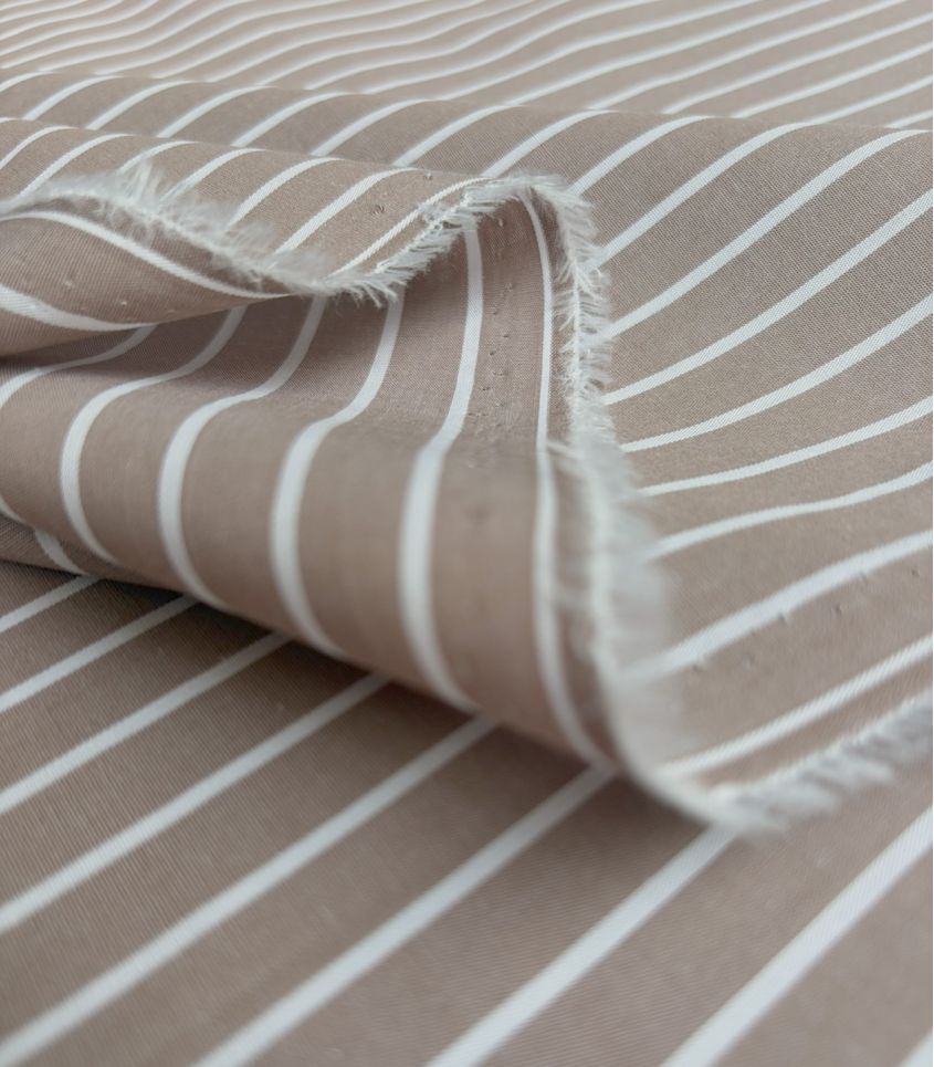 Tissu rayure chemise - Beige Tissu rayure chemise - Beige