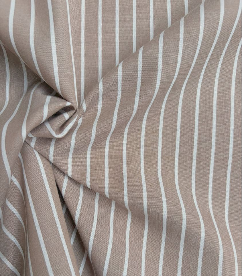 Tissu rayure chemise - Beige