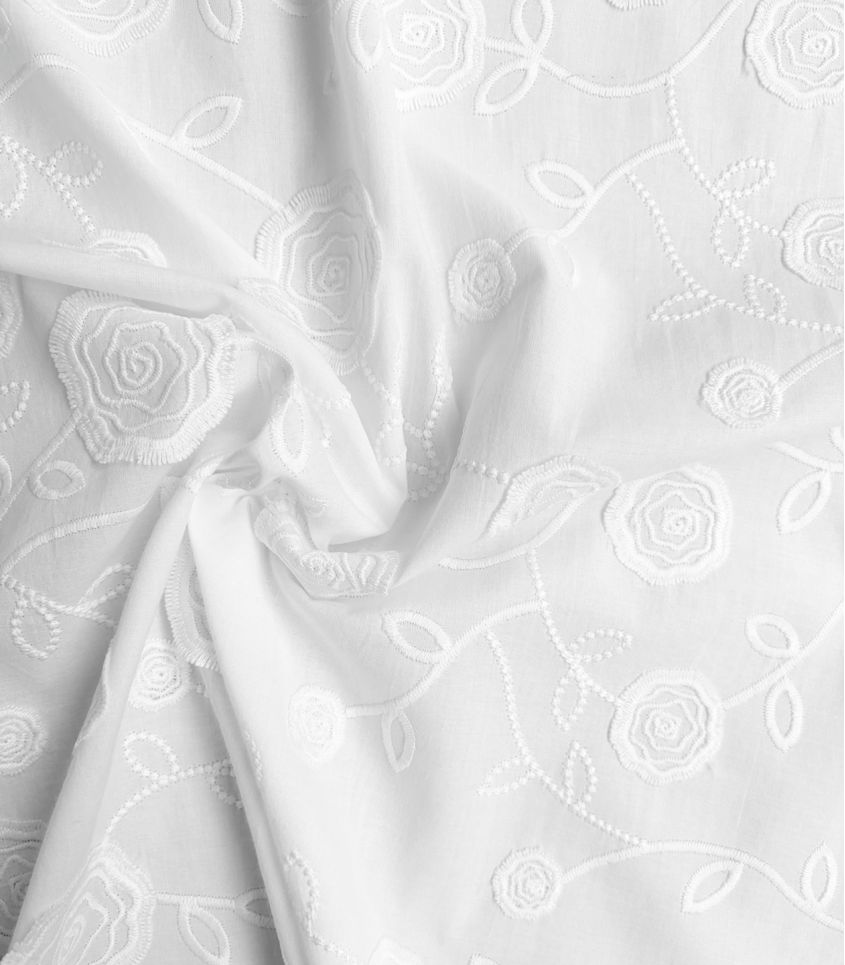 Tissu coton brodé - Capucine
