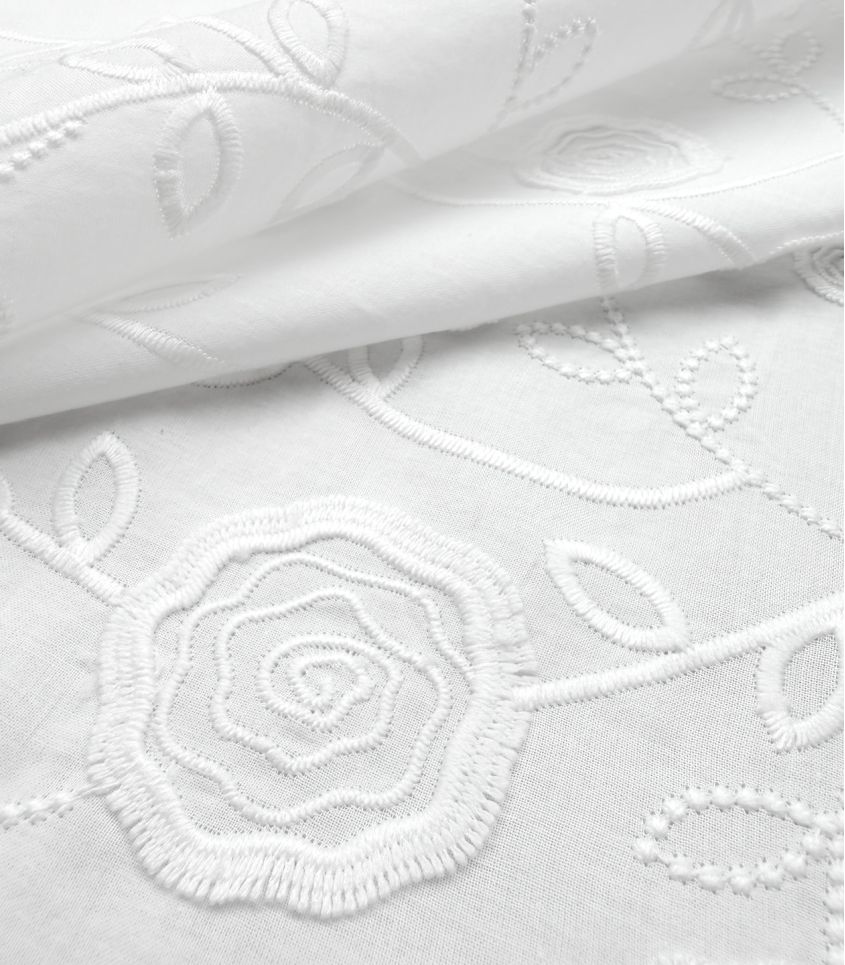 Tissu coton brodé - Capucine Tissu coton brodé - Capucine