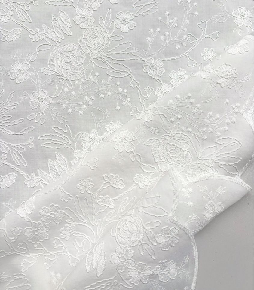 Tissu voile de coton festonné - Rosalie