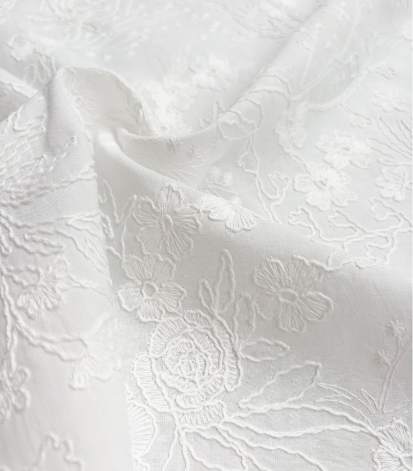 Tissu voile de coton festonné - Rosalie Tissu voile de coton festonné - Rosalie