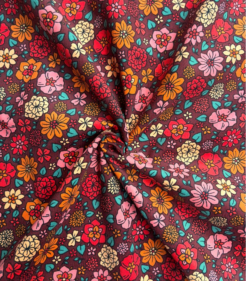 Tissu velours milleraies imprimé - BEATRICE