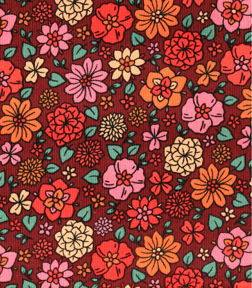Tissu velours milleraies imprimé - BEATRICE Tissu velours milleraies imprimé - BEATRICE