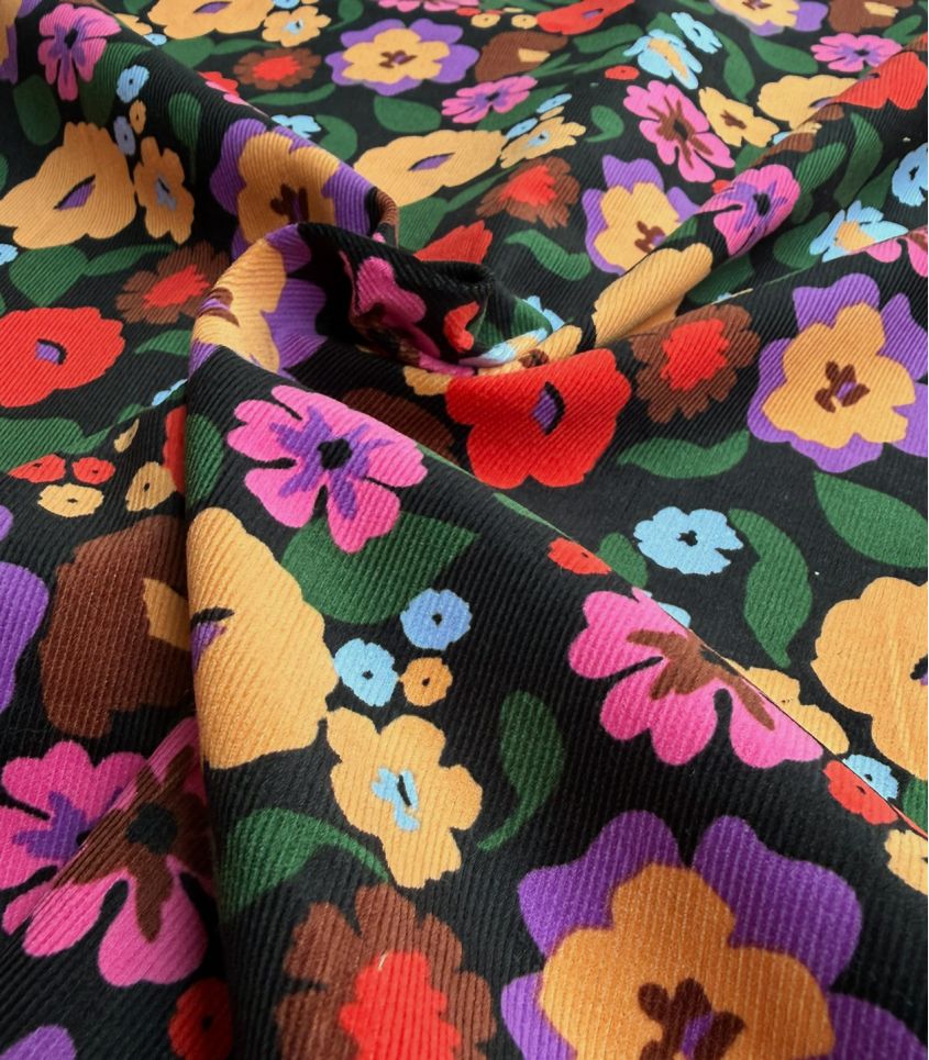 Tissu velours milleraies imprimé - JANOU Tissu velours milleraies imprimé - JANOU