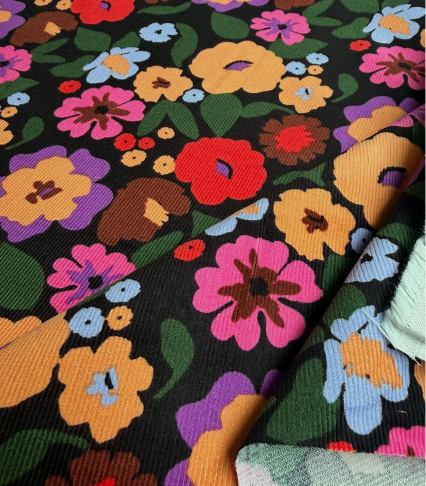 Tissu velours milleraies imprimé - JANOU Tissu velours milleraies imprimé - JANOU