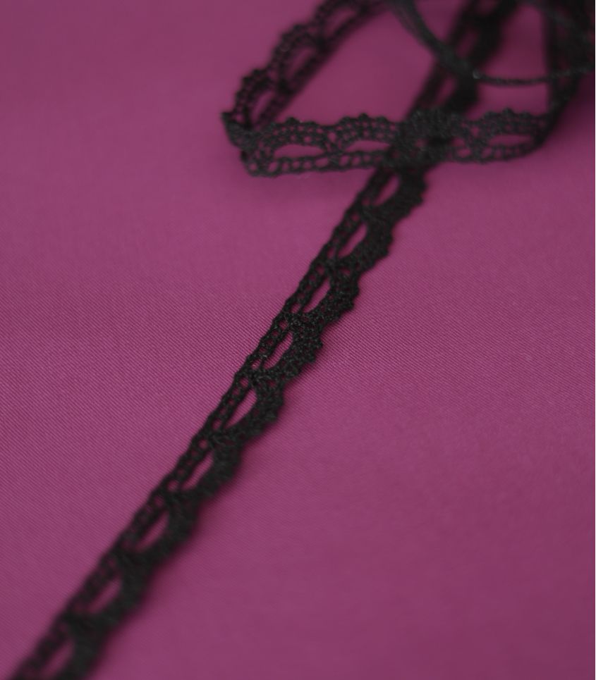 Ruban dentelle 12mm - Noir