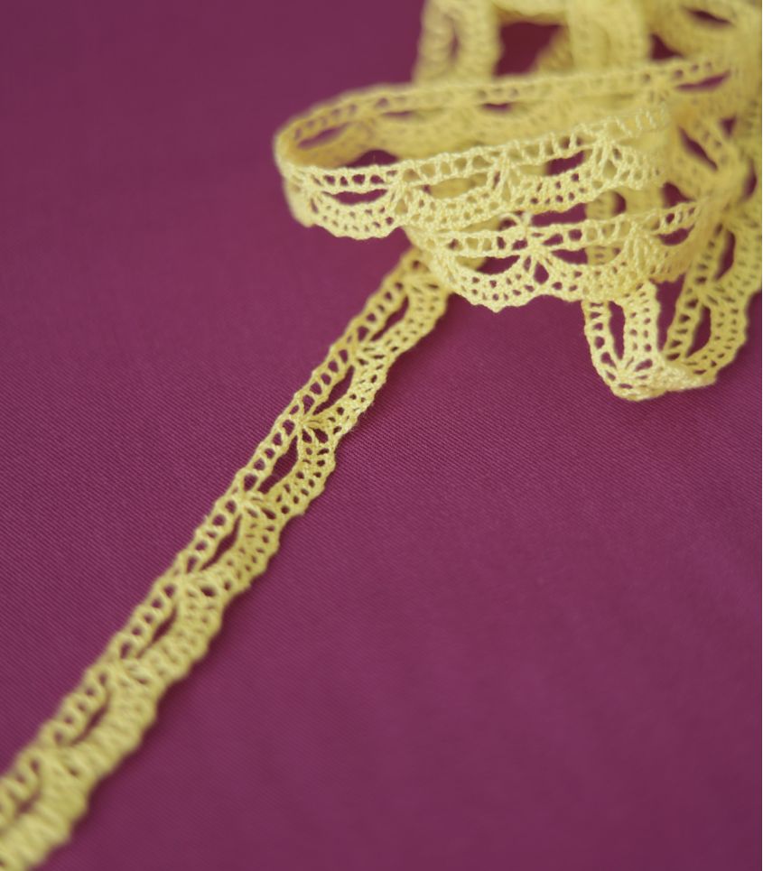 Ruban dentelle 12mm - Jaune