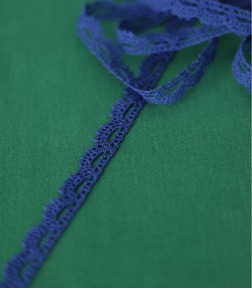 Ruban dentelle 12mm - Bleu roi