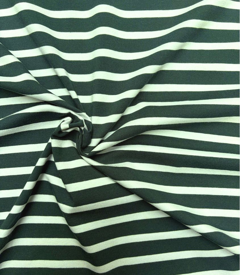 Tissu jersey marinière - Aqua Sapin