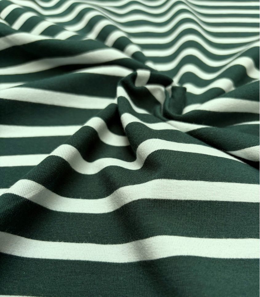 Tissu jersey marinière - Aqua Sapin Tissu jersey marinière - Aqua Sapin