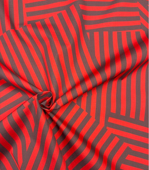Tissu popeline de coton – Patch Stripes Rouge Moka