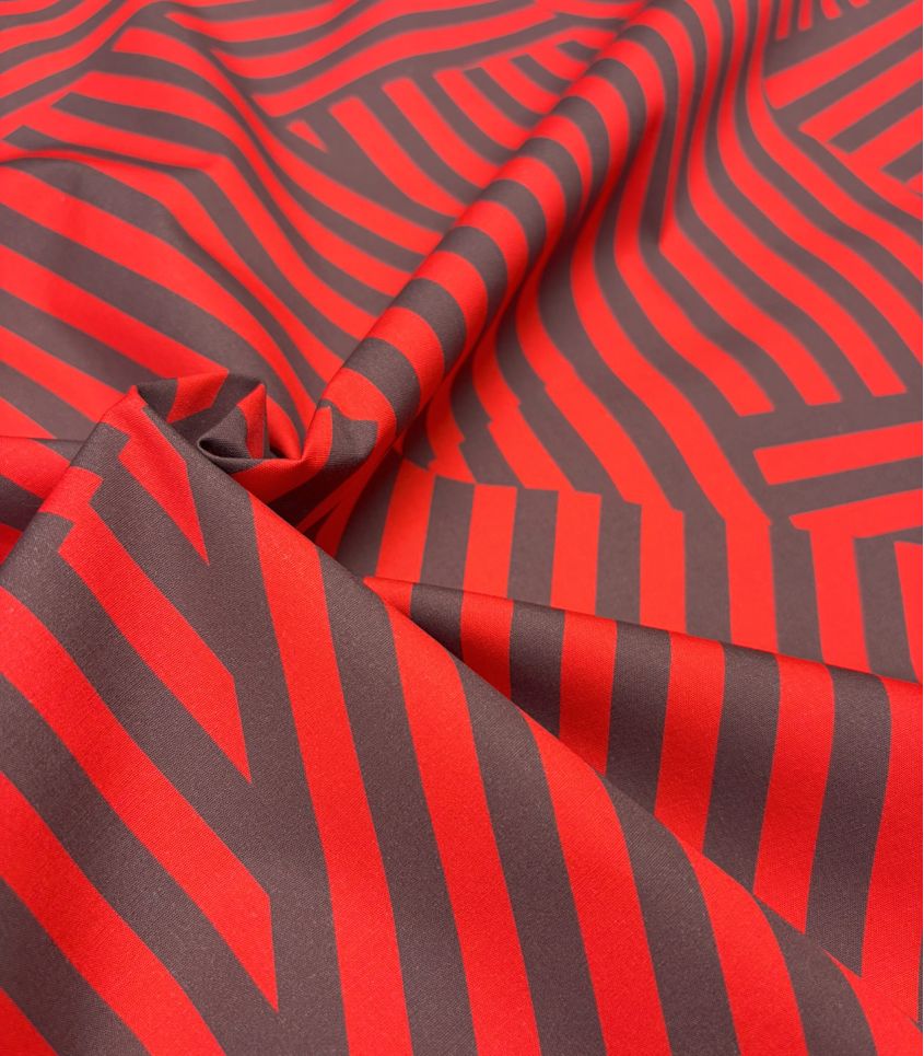 Tissu popeline de coton – Patch Stripes Rouge Moka Tissu popeline de coton – Patch Stripes Rouge Moka