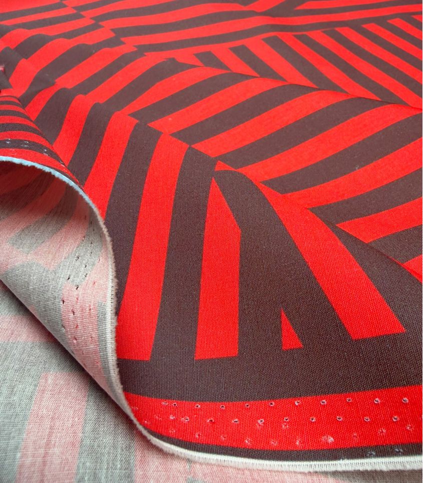 Tissu popeline de coton – Patch Stripes Rouge Moka Tissu popeline de coton – Patch Stripes Rouge Moka