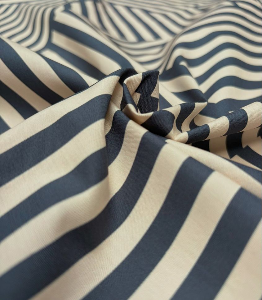 Tissu popeline de coton – Patch Stripes Ardoise Cream Tissu popeline de coton – Patch Stripes Ardoise Cream