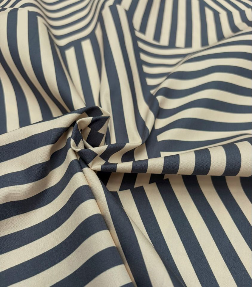 Tissu popeline de coton – Patch Stripes Ardoise Cream Tissu popeline de coton – Patch Stripes Ardoise Cream