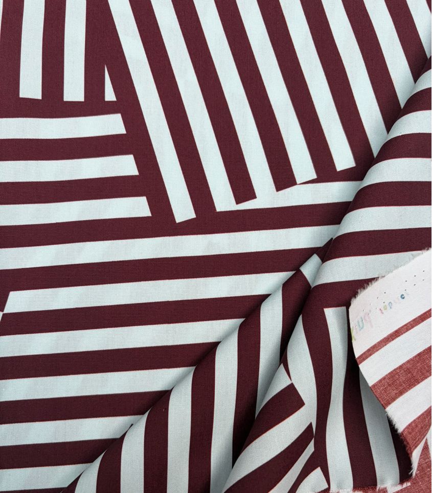 Tissu popeline de coton – Patch Stripes Aqua Choco Tissu popeline de coton – Patch Stripes Aqua Choco