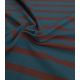 Tissu jersey marinière - Pétrole Choco
