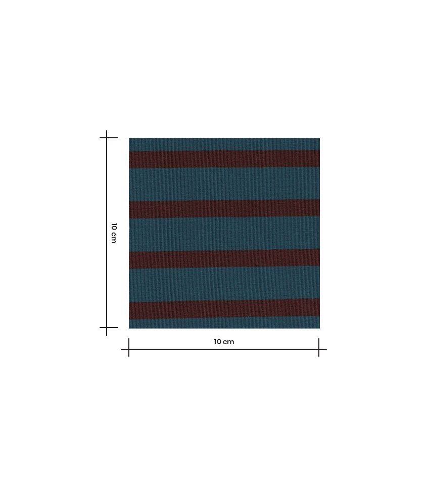 Tissu jersey marinière - Pétrole Choco Tissu jersey marinière - Pétrole Choco