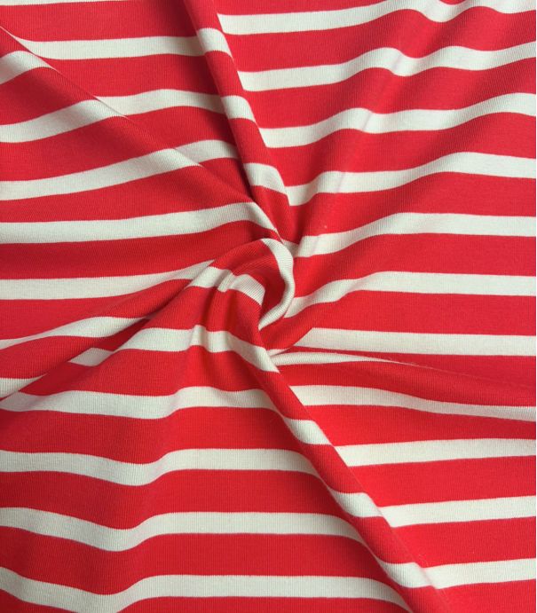 Tissu jersey marinière - Grenadine Vanille