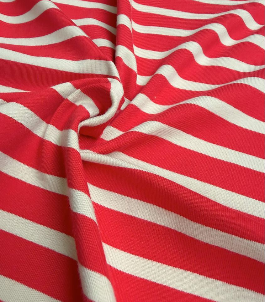 Tissu jersey marinière - Grenadine Vanille Tissu jersey marinière - Grenadine Vanille