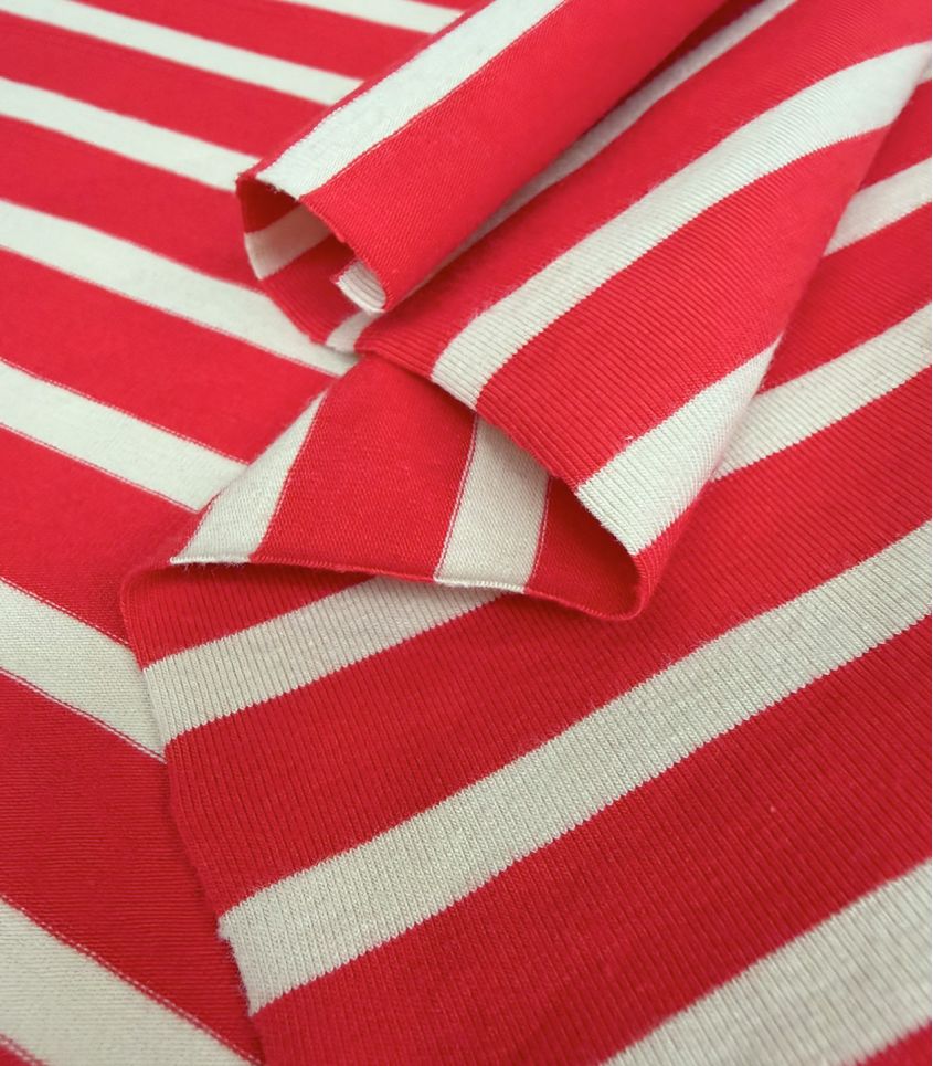 Tissu jersey marinière - Grenadine Vanille Tissu jersey marinière - Grenadine Vanille