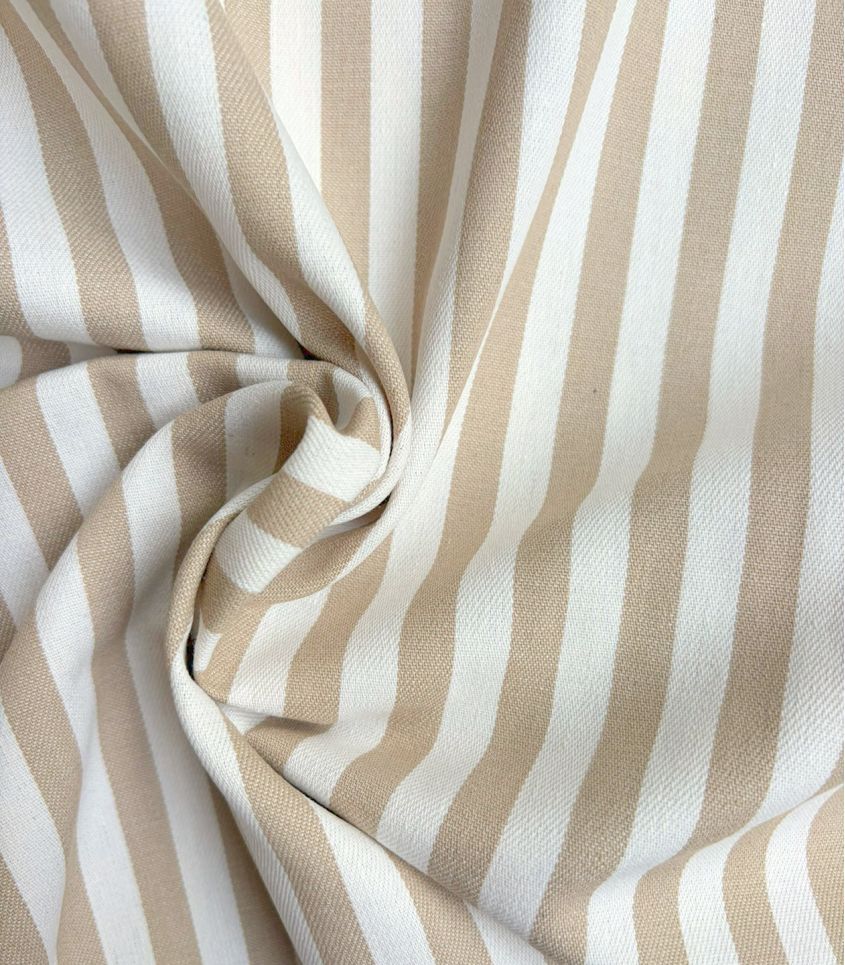 Tissu jean rayé- Beige