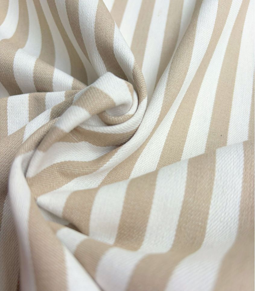 Tissu jean rayé- Beige Tissu jean rayé- Beige