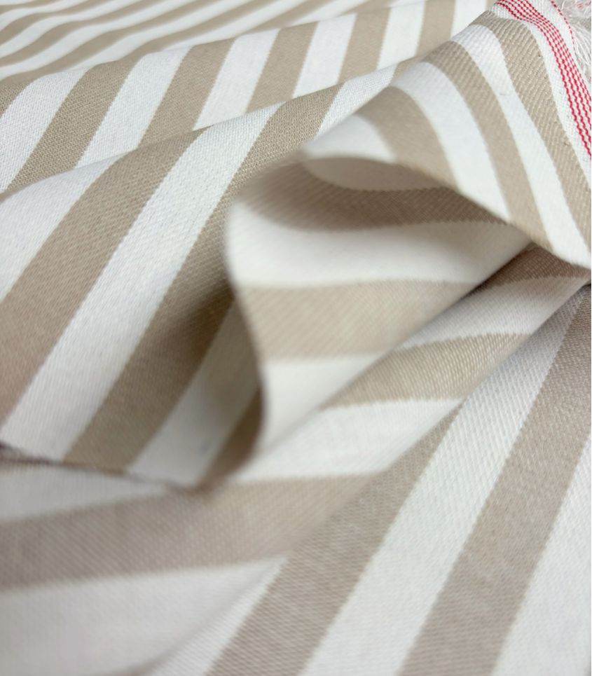 Tissu jean rayé- Beige Tissu jean rayé- Beige