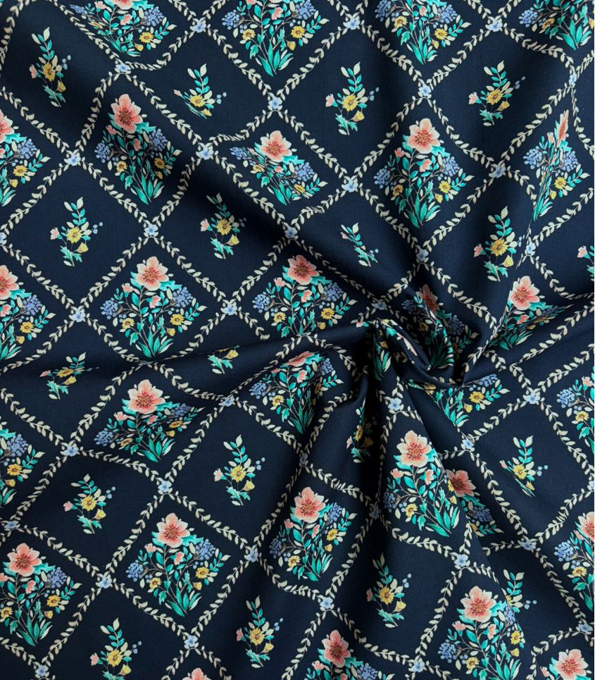 Tissu popeline Herbier secret - marine