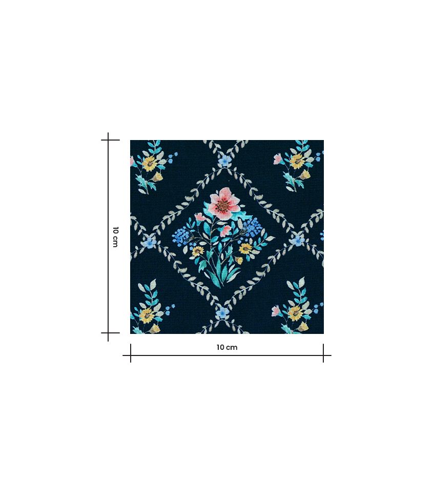 Tissu popeline Herbier secret - marine Tissu popeline Herbier secret - marine