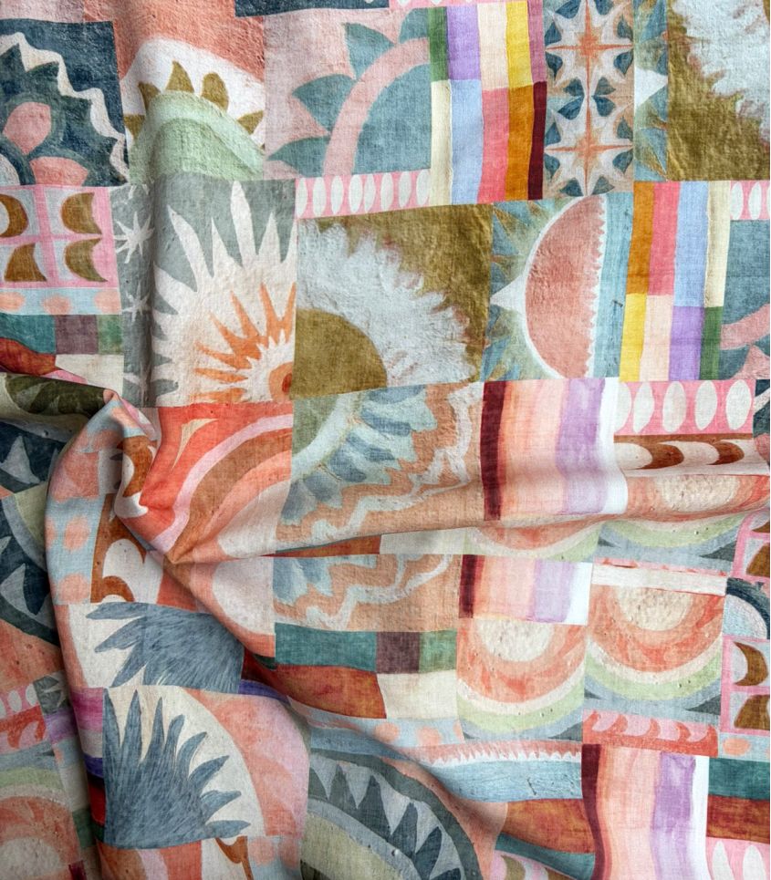 Tissu viscose - Mosaïque céleste