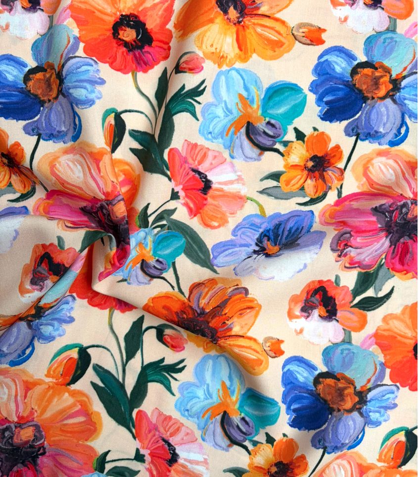 Tissu viscose - Jardin Fauviste