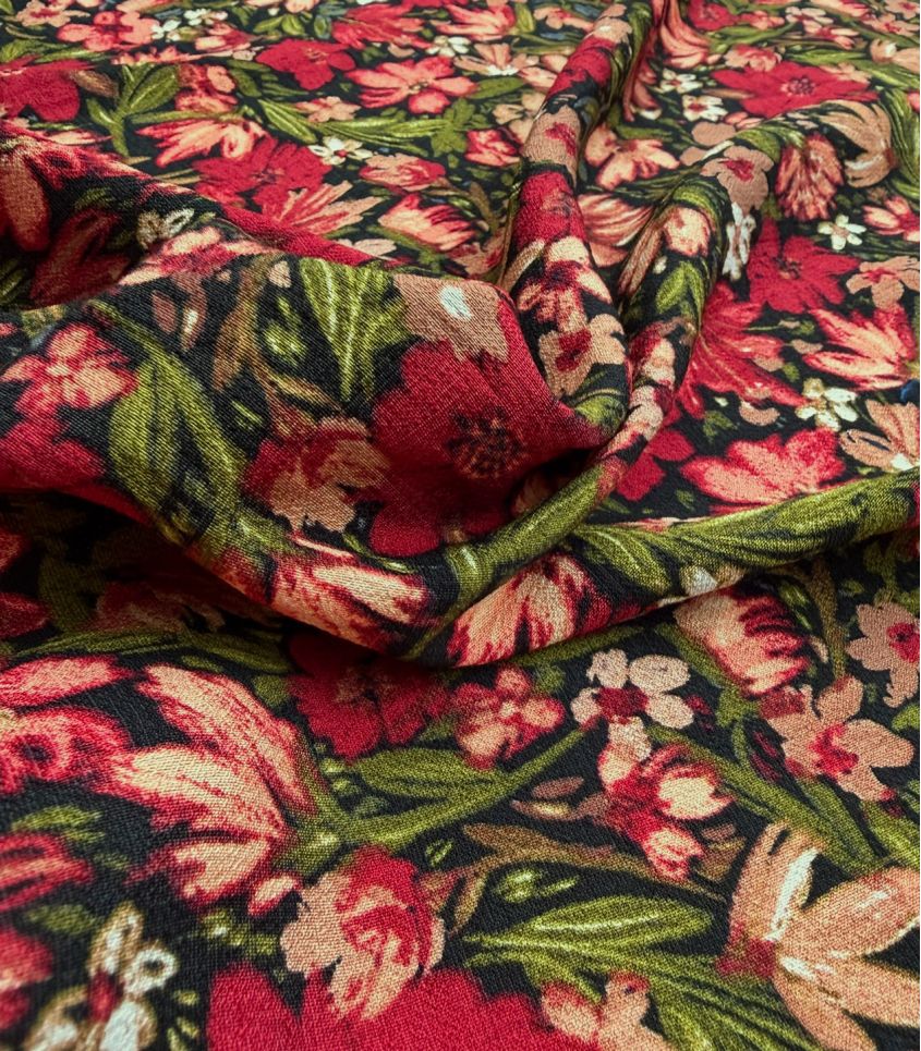 Tissu crêpe viscose - Cosmos bordeaux Tissu crêpe viscose - Cosmos bordeaux