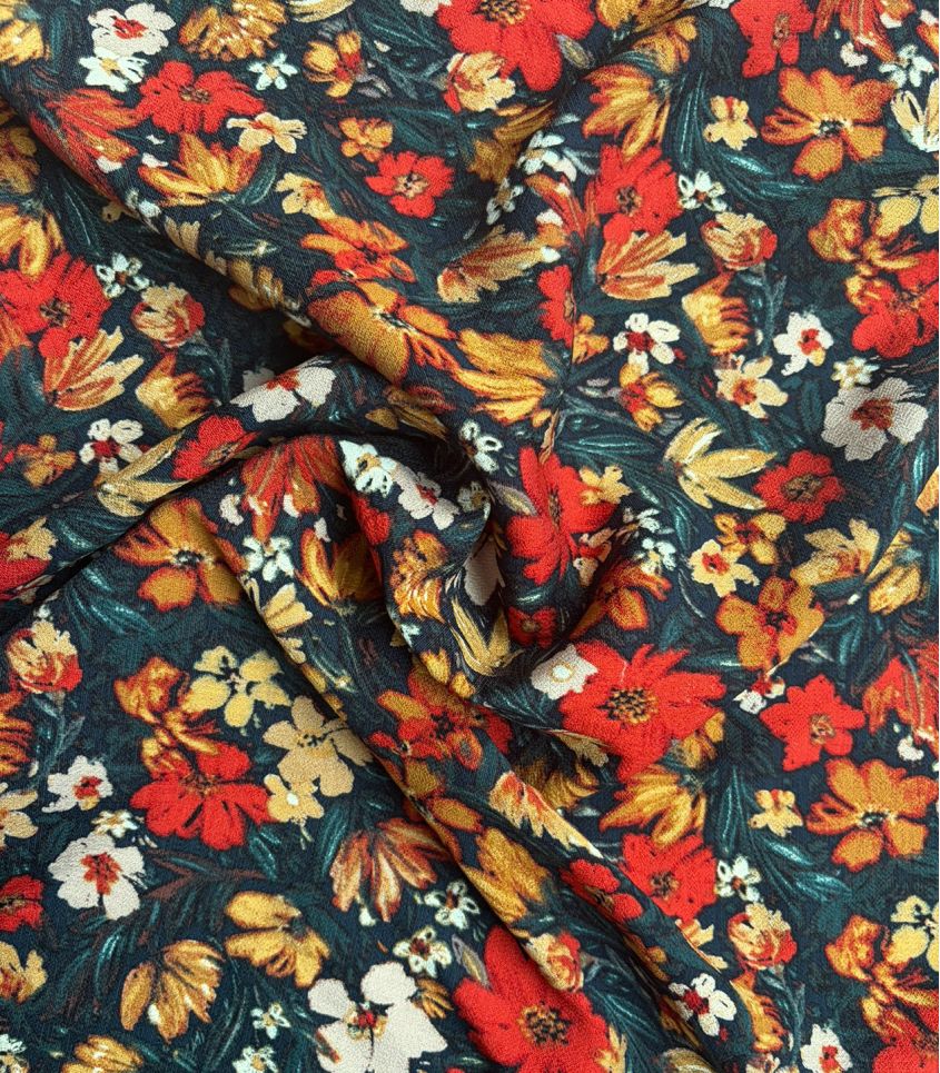 Tissu crêpe viscose - Cosmos tangerine