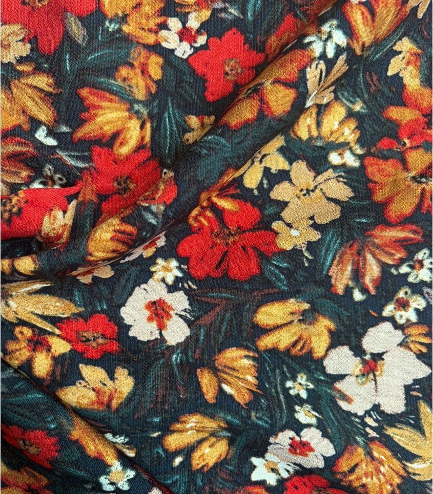 Tissu crêpe viscose - Cosmos tangerine Tissu crêpe viscose - Cosmos tangerine