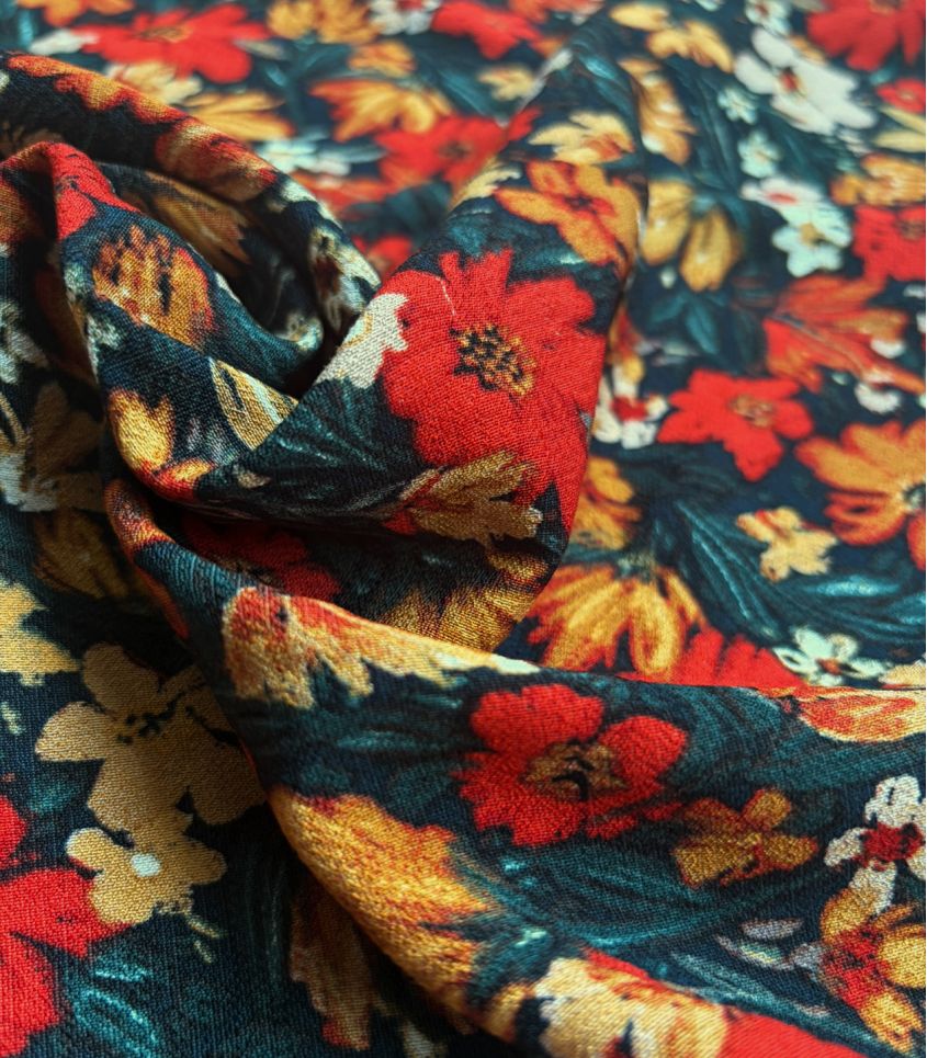 Tissu crêpe viscose - Cosmos tangerine Tissu crêpe viscose - Cosmos tangerine