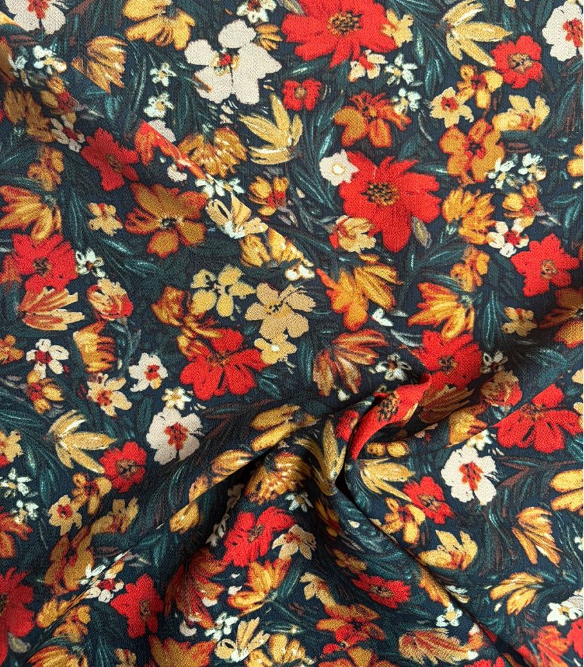 Tissu crêpe viscose - Cosmos tangerine Tissu crêpe viscose - Cosmos tangerine