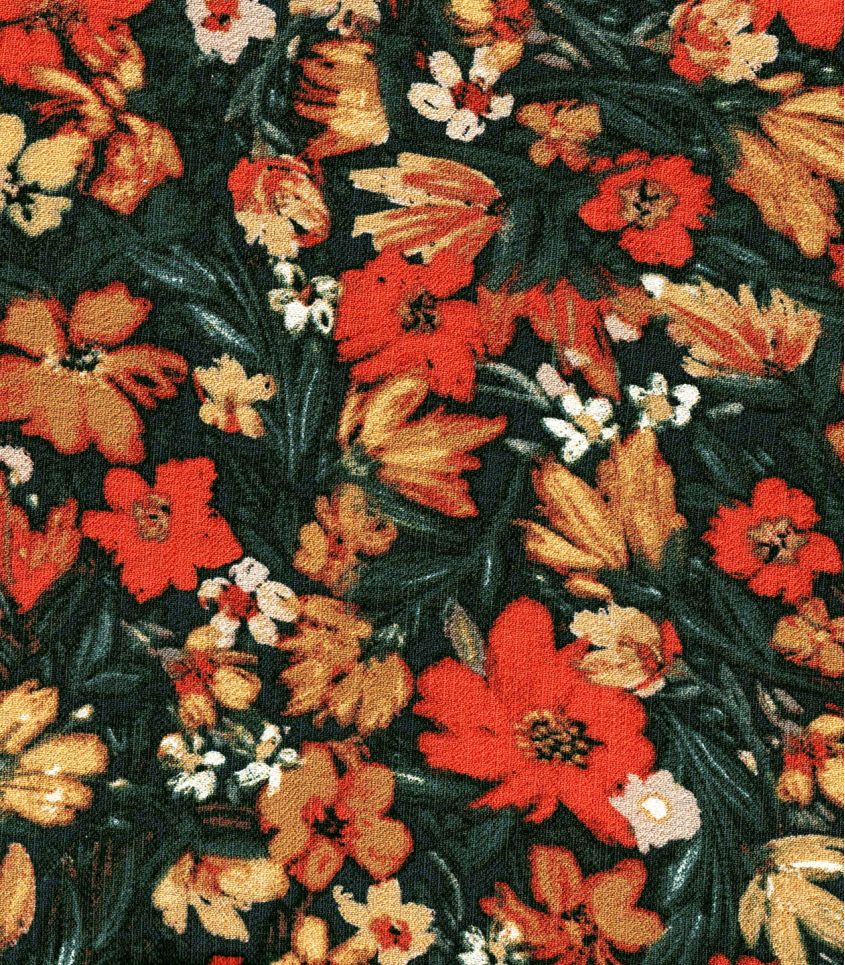 Tissu crêpe viscose - Cosmos tangerine Tissu crêpe viscose - Cosmos tangerine