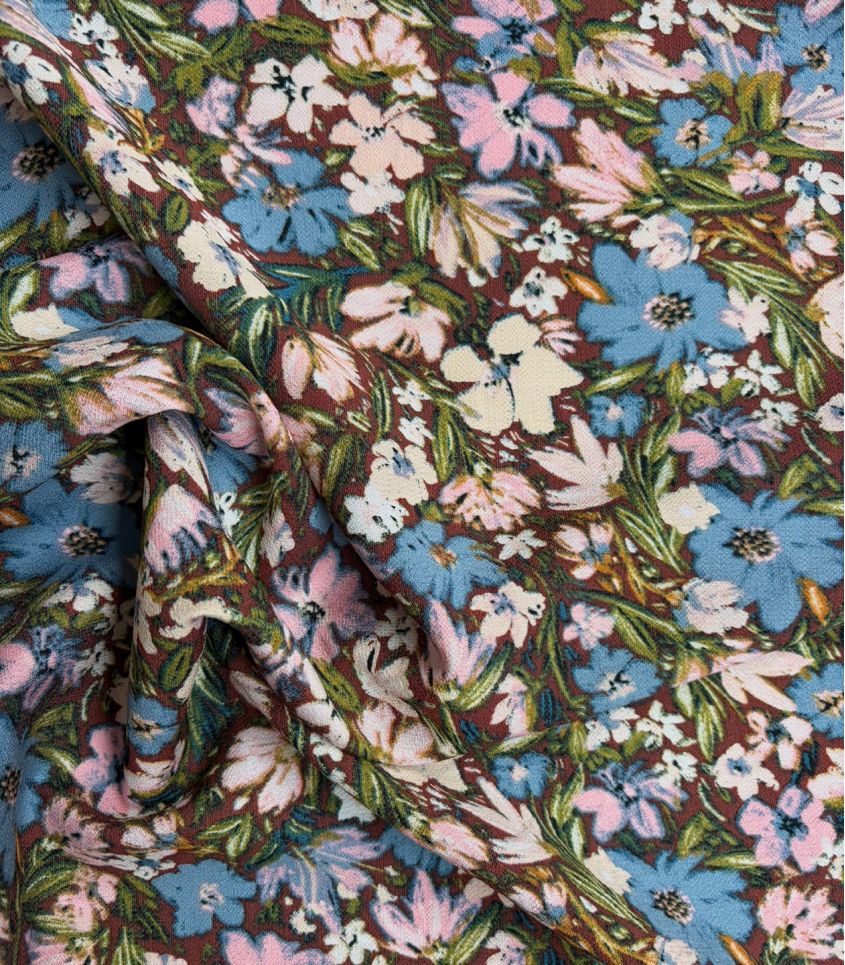 Tissu crêpe viscose - Cosmos toffee