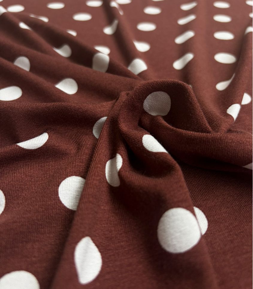 Jersey viscose Pois Rétro – Toffee Jersey viscose Pois Rétro – Toffee
