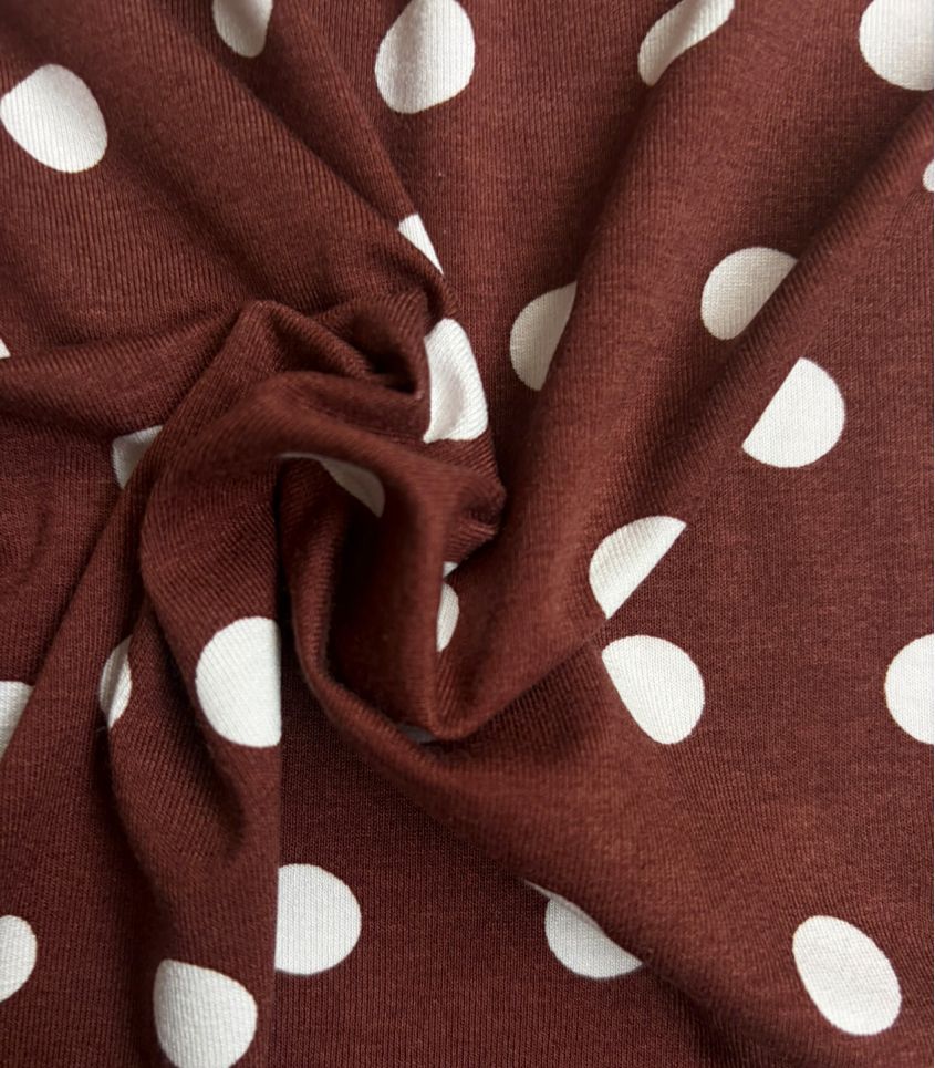 Jersey viscose Pois Rétro – Toffee Jersey viscose Pois Rétro – Toffee