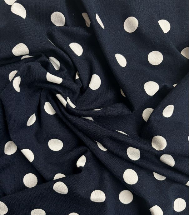 Jersey viscose Pois Rétro – Marine