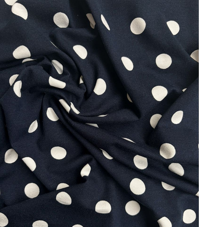 Jersey viscose Pois Rétro – Marine