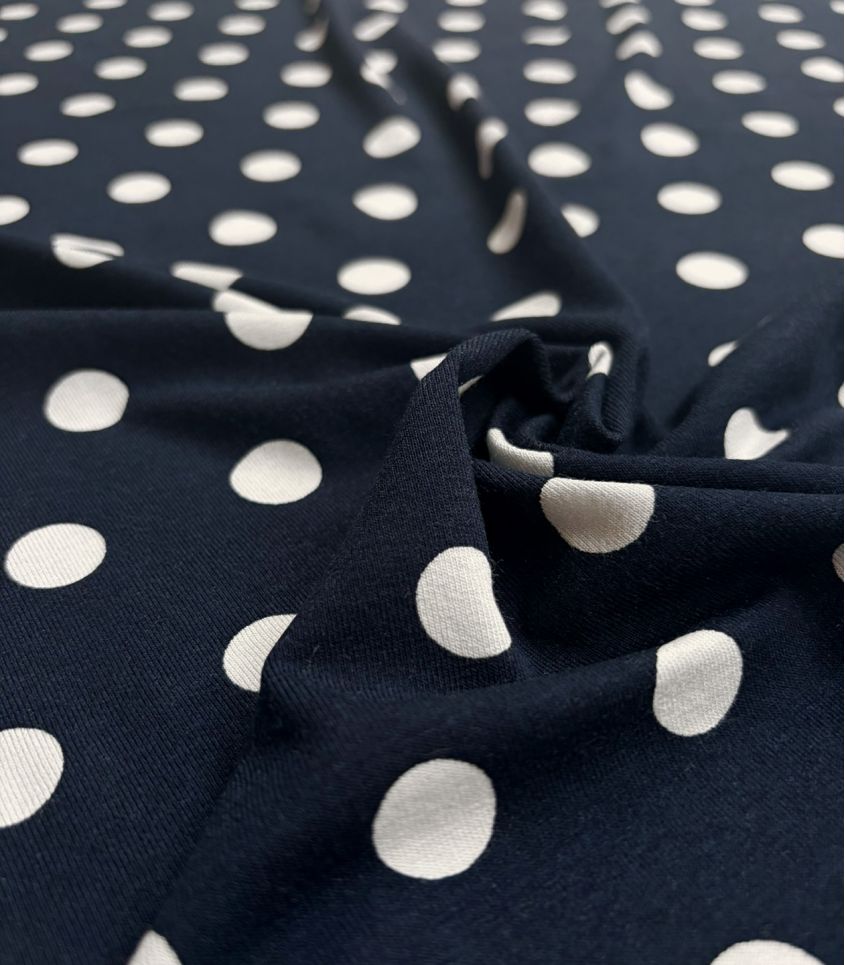 Jersey viscose Pois Rétro – Marine Jersey viscose Pois Rétro – Marine