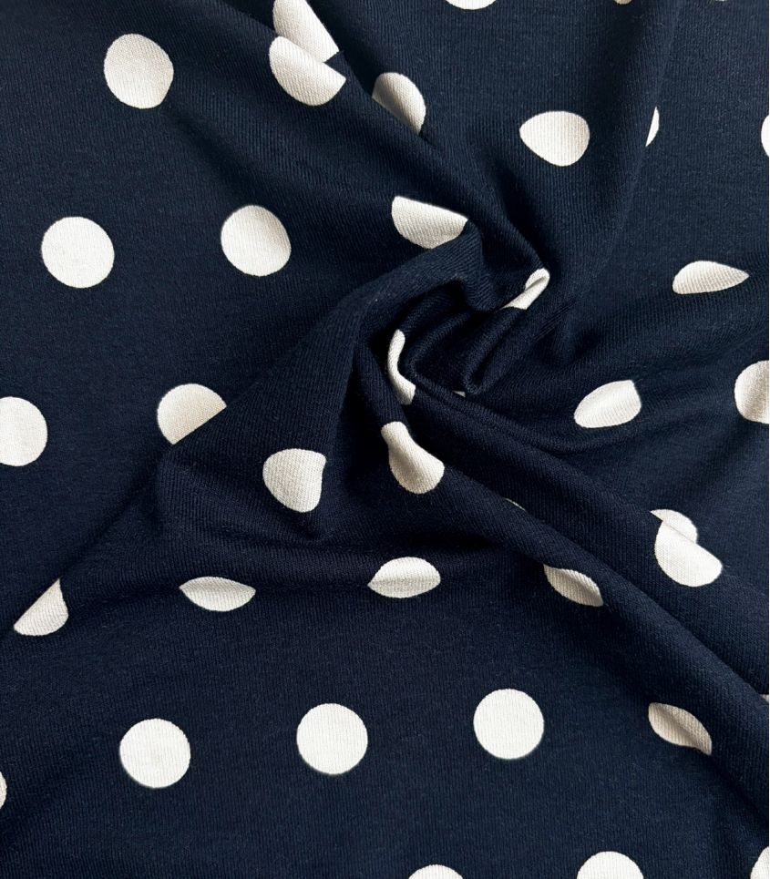 Jersey viscose Pois Rétro – Marine Jersey viscose Pois Rétro – Marine