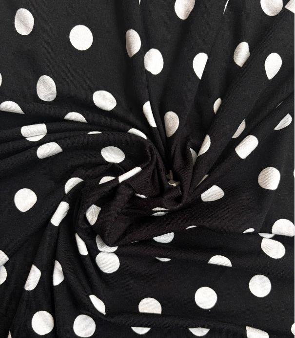 Jersey viscose Pois Rétro – Noir