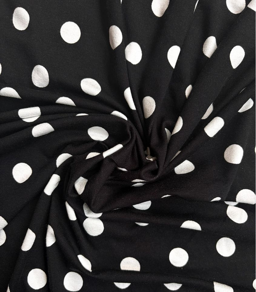 Jersey viscose Pois Rétro – Noir