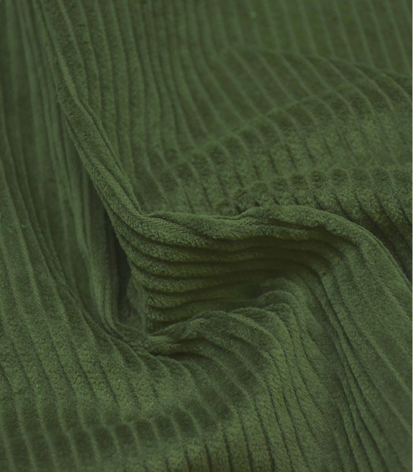 Tissu velours grosses côtes vert mousse